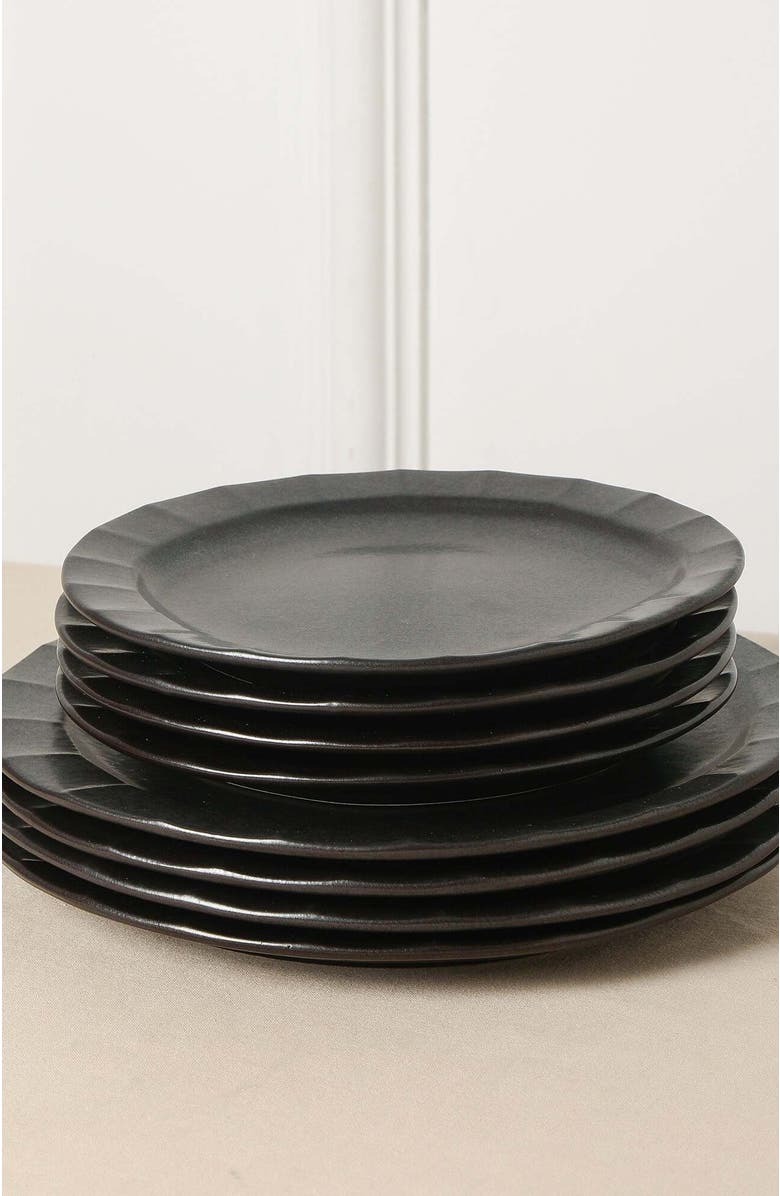 Stone Lain Oasis Stoneware 4-Piece Salad Plate Set, Alternate, color, Black