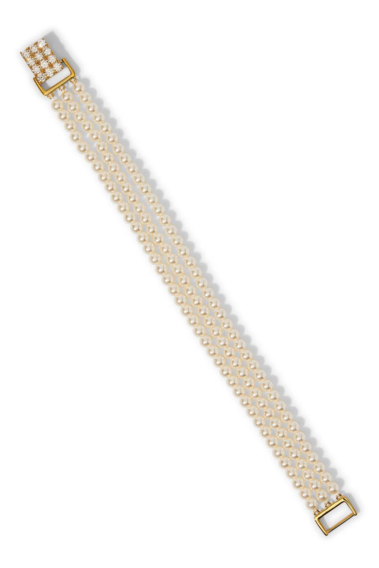 Madrid Layered Faux Pearl Bracelet, Main, color, GOLD