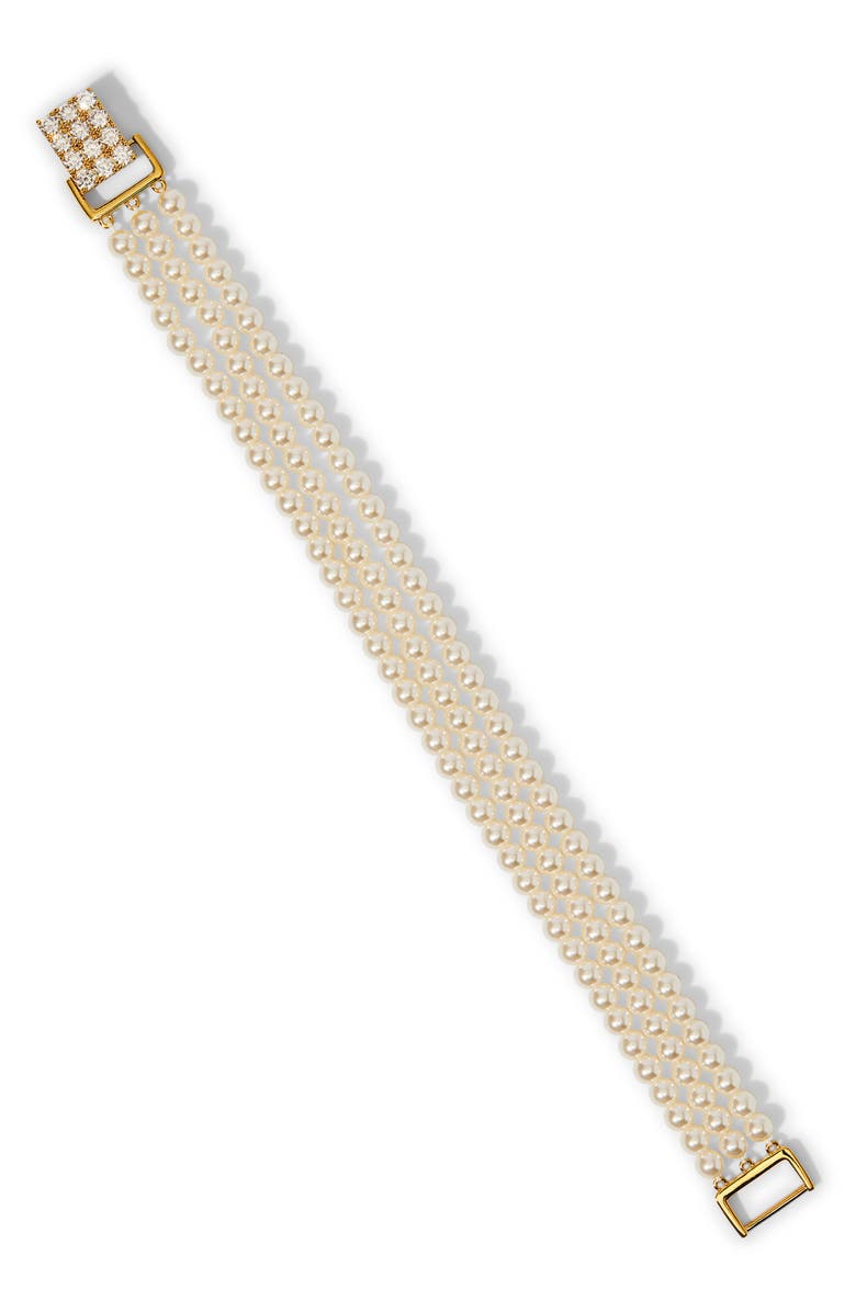 Nadri Madrid Layered Faux Pearl Bracelet, Main, color, Gold