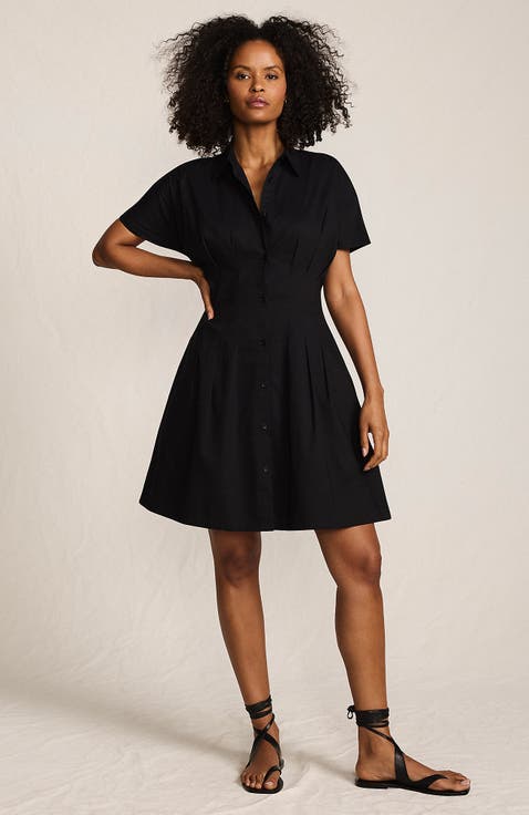 Cambric Above The Knee Shirt Dress