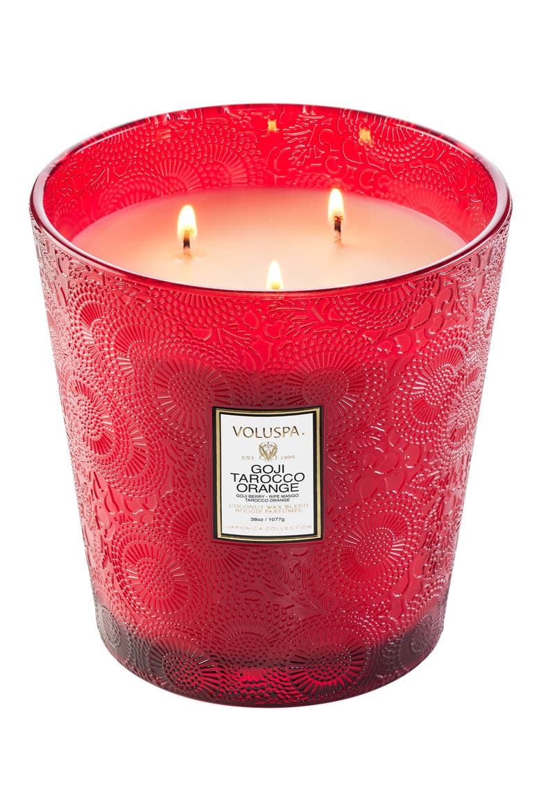 Goji Tarocco Orange Three-Wick Hearth Candle, Alternate, color, NO COLOR