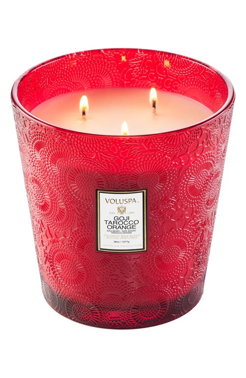 Voluspa Goji Tarocco Orange Three-wick Hearth Candle In Red