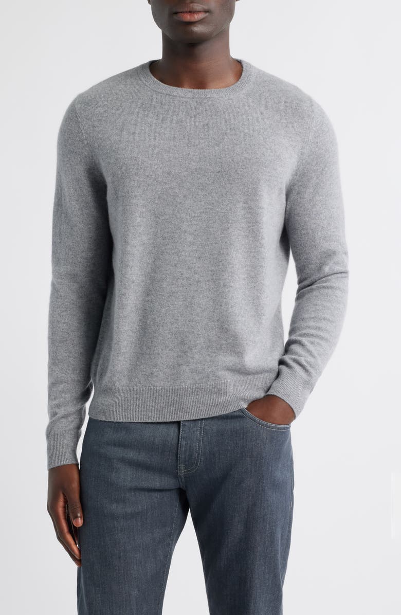 Nordstrom Cashmere Crewneck Sweater, Main, color, Grey December Heather