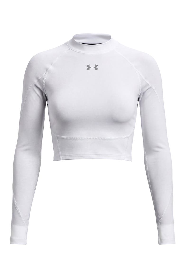 HeatGear® Elite Mock Neck Crop Top, Alternate, color, 100 WHITE