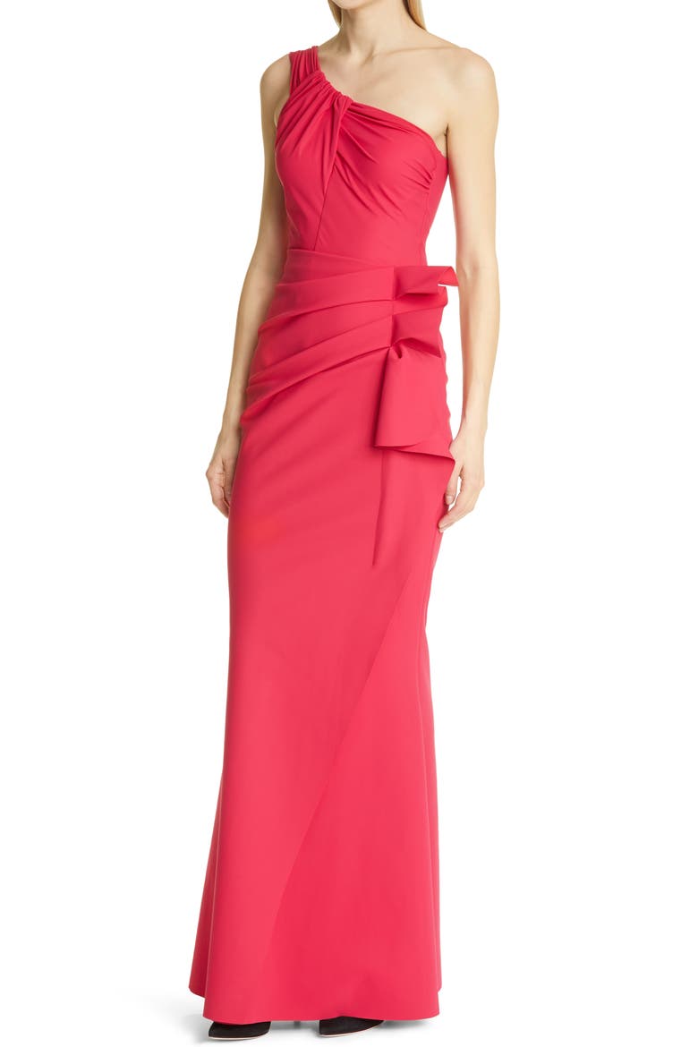 Seki One Shoulder Mermaid Gown, Alternate, color, CHERRY