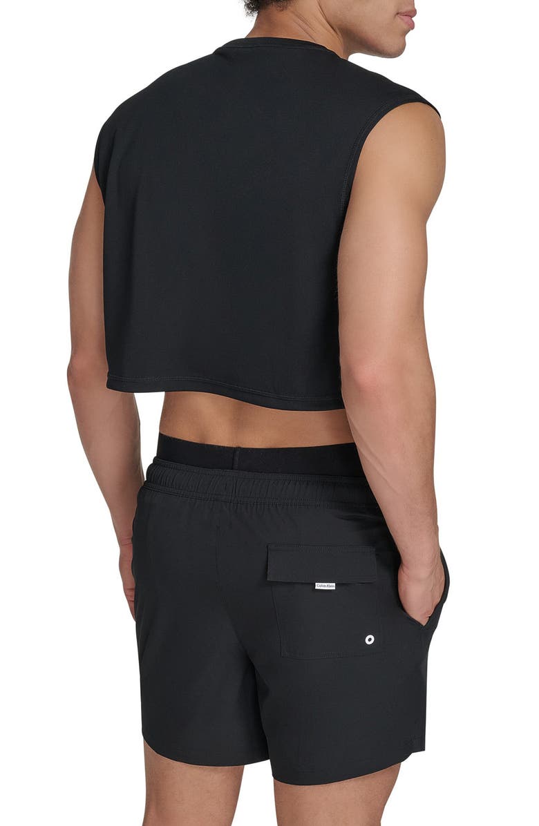 Calvin Klein Sleeveless Crop Rashguard, Alternate, color, Black