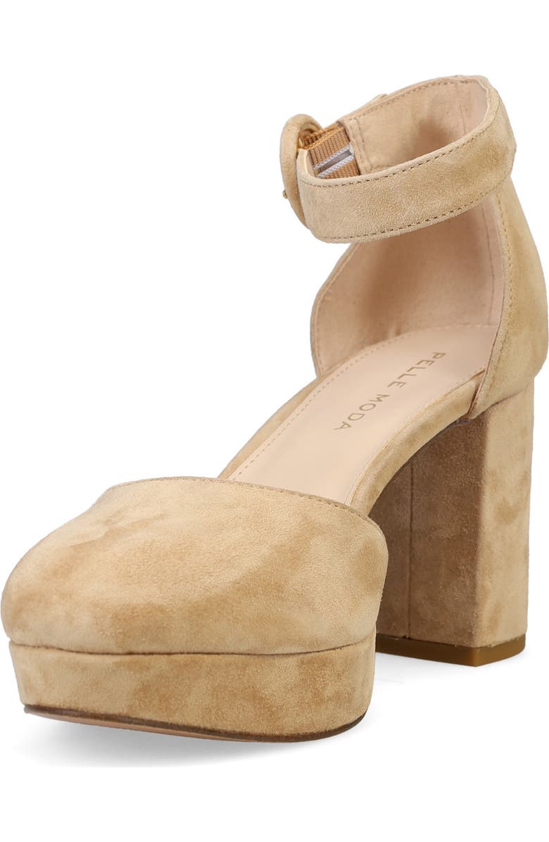 Pelle Moda Lenor Block Heel Platform Pump, Alternate, color, Latte