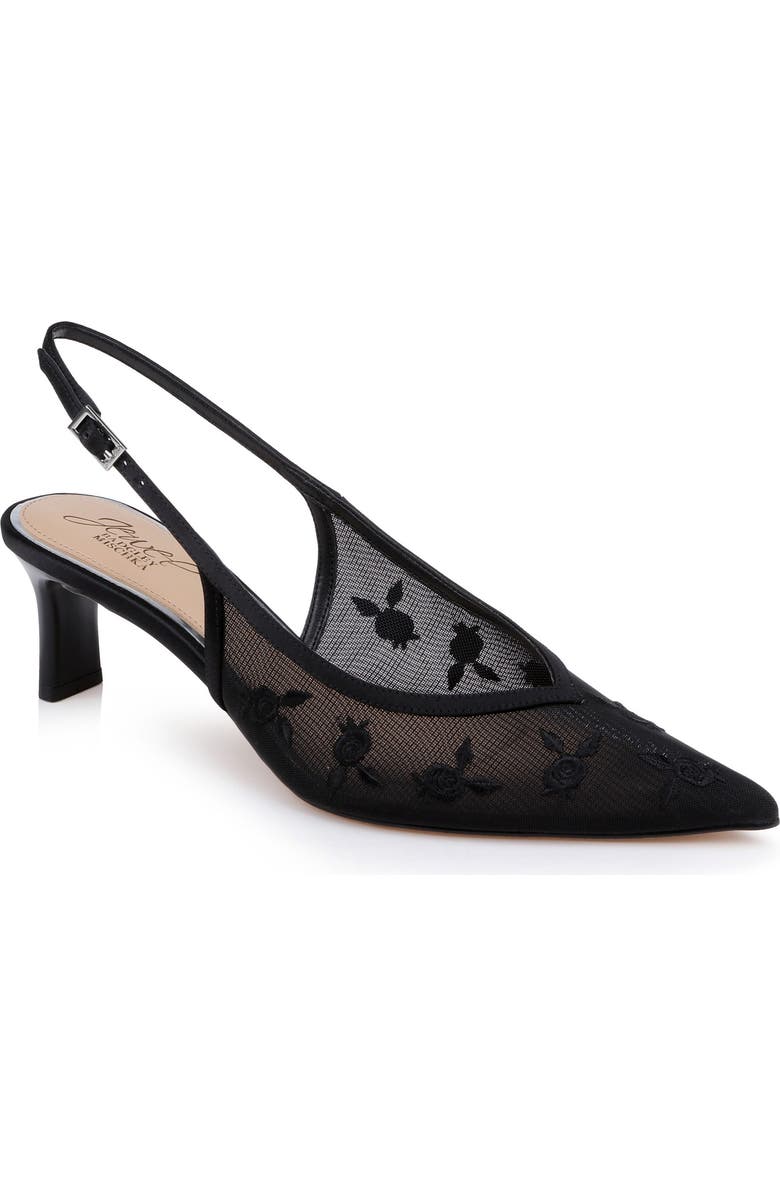 Jewel Badgley Mischka Zahra II Slingback Pointed Toe Pump, Main, color, Black Satin