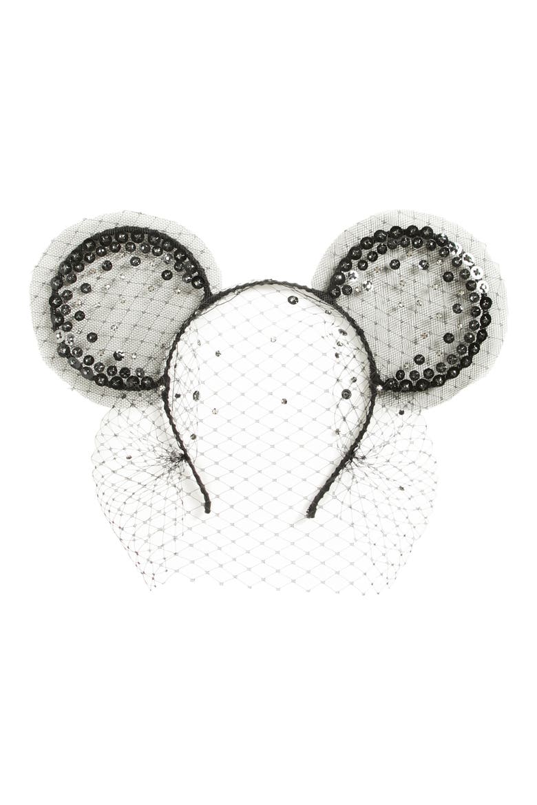 x Disney Mickey Magic Moment Midnight Veil  Headband (Nordstrom Exclusive), Main, color, BLACK