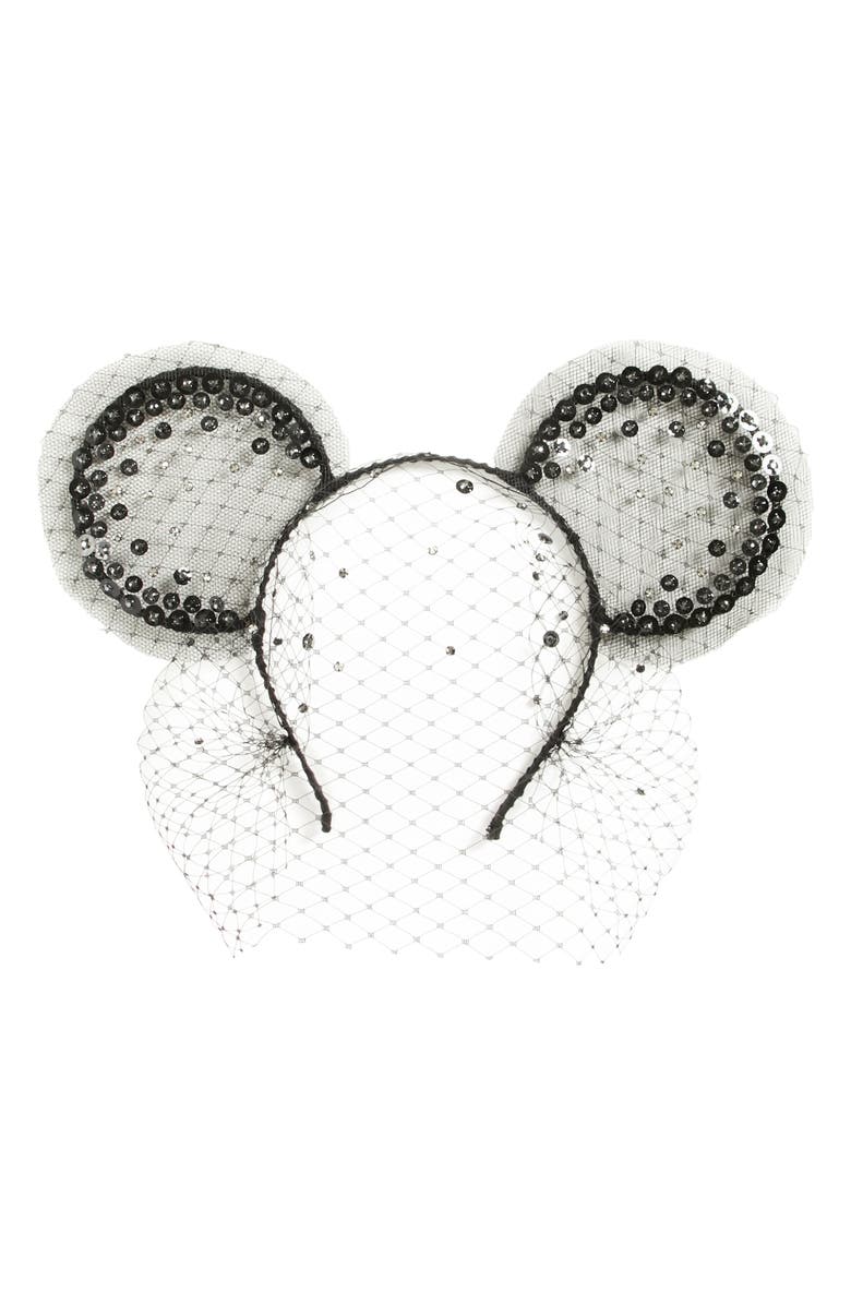 Gigi Burris Millinery x Disney Mickey Magic Moment Midnight Veil  Headband, Main, color, 
