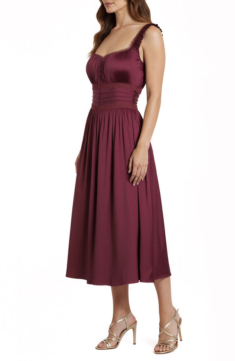 Mila Mae Corset Bodice Satin Dress, Alternate, color, Wine