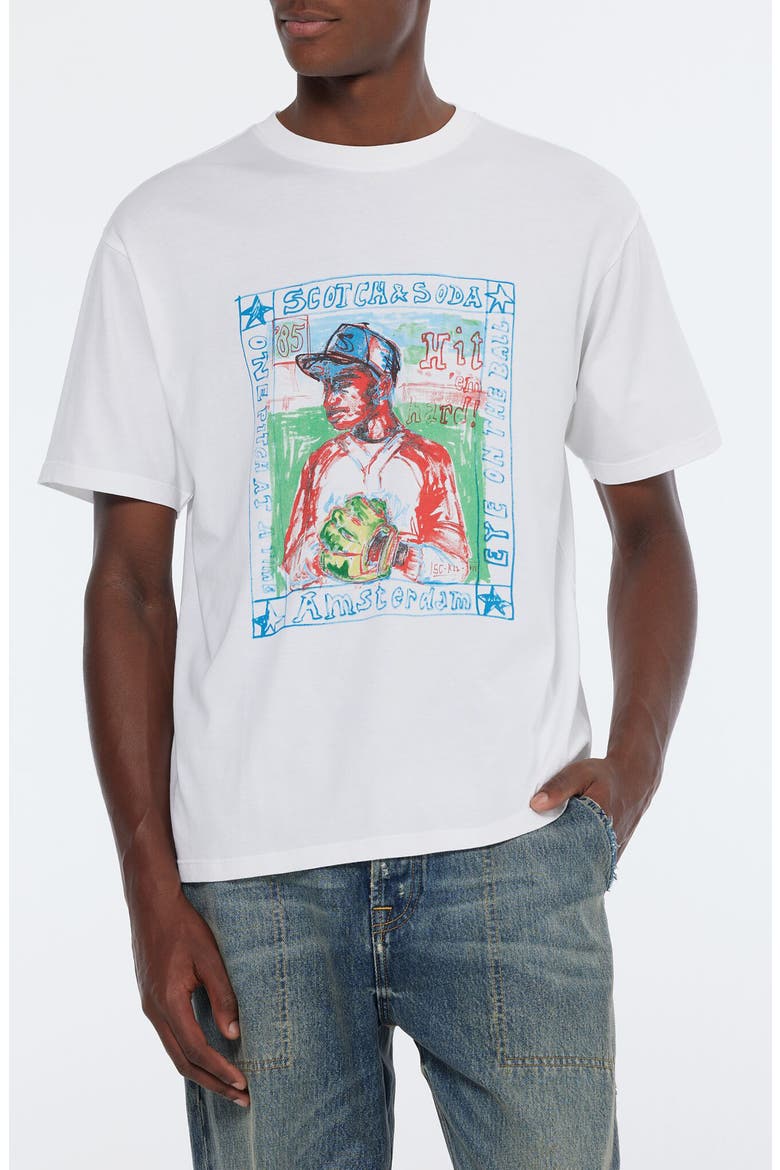 Relaxed Baseball Graphic T-Shirt, Main, color, WHITE