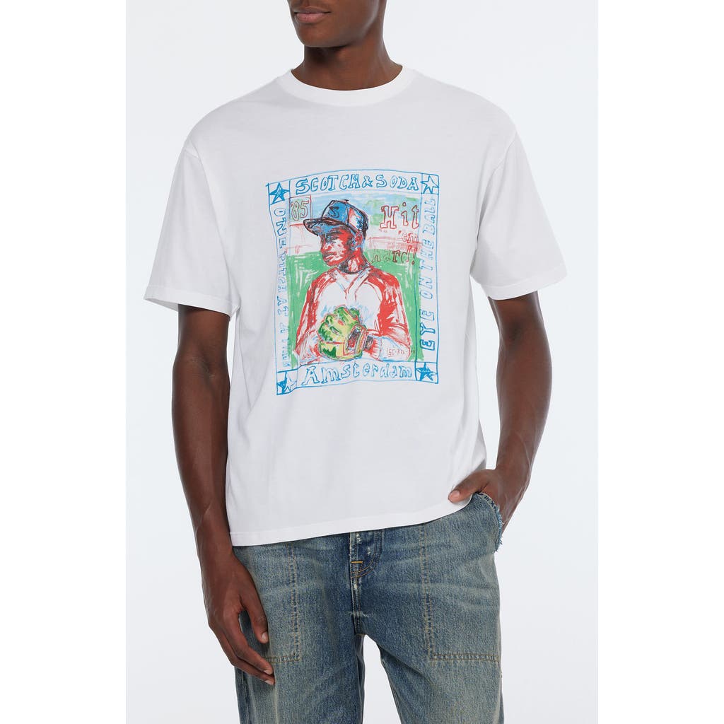 Scotch & Soda Relaxed Baseball Graphic T-shirt In White