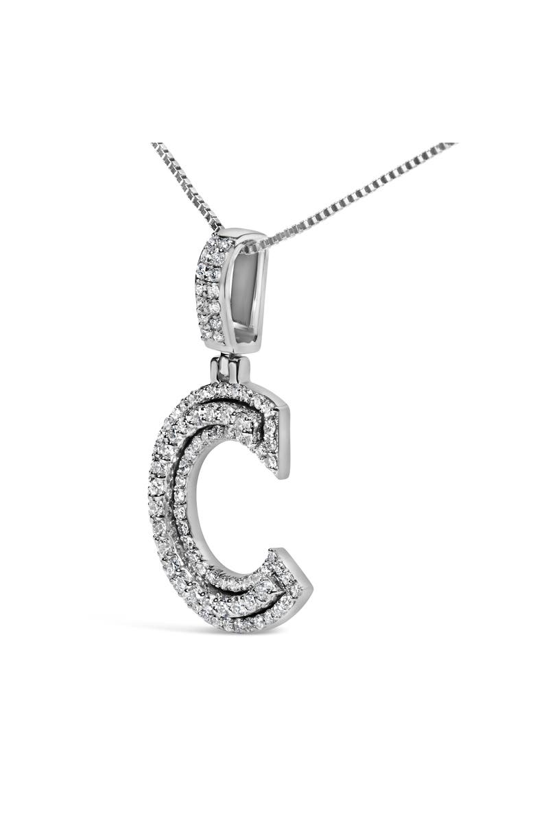 Haus of Brilliance .925 Sterling Silver 4/5 Cttw Round Lab-Grown Diamond "C" Pendant Necklace, Alternate, color, White