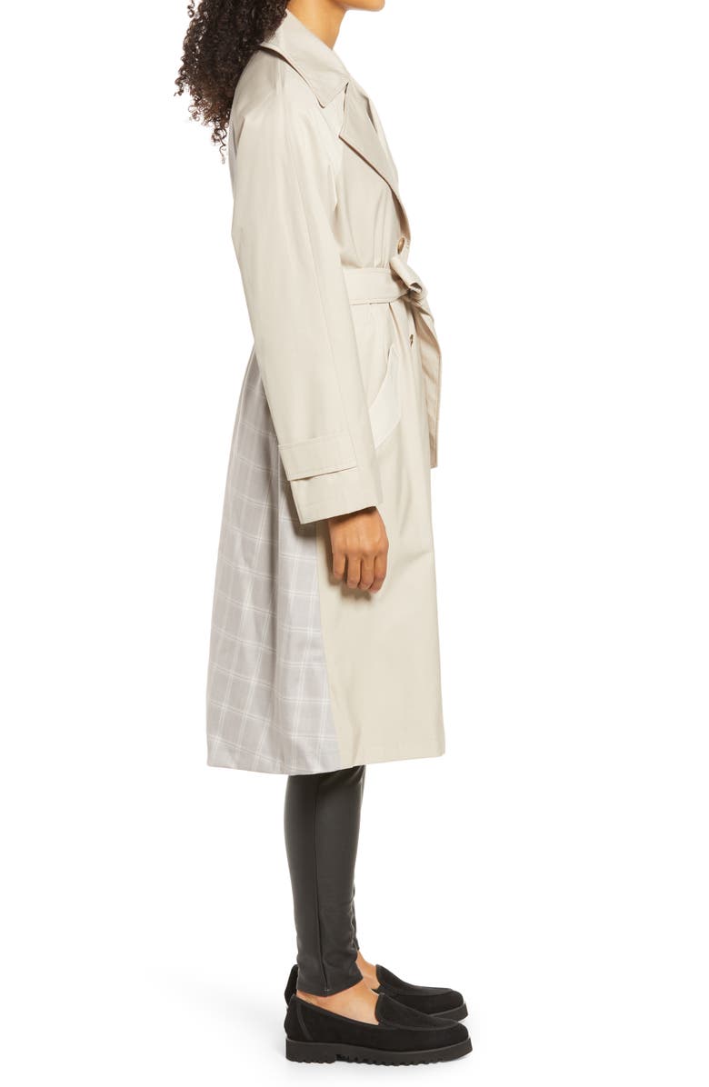 Nordstrom Plaid Detail Trench Coat, Alternate, color, 