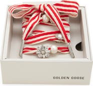 Golden Goose Skins Stripe Crystal & Faux Pearl Charm Shoelaces