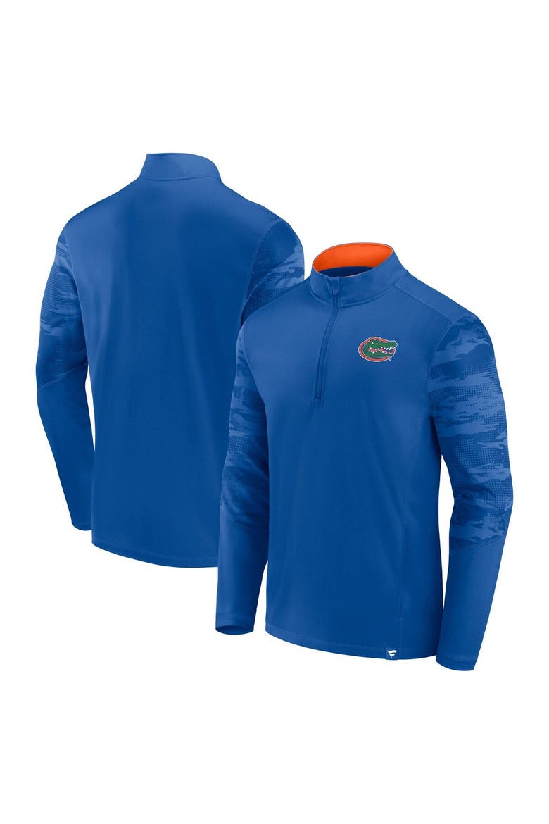 Men's Fanatics Royal Florida Gators Ringer Quarter-Zip Top, Main, color, Royal