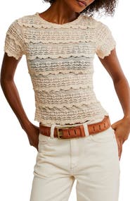 Free People Angelina Mixed Lace Top