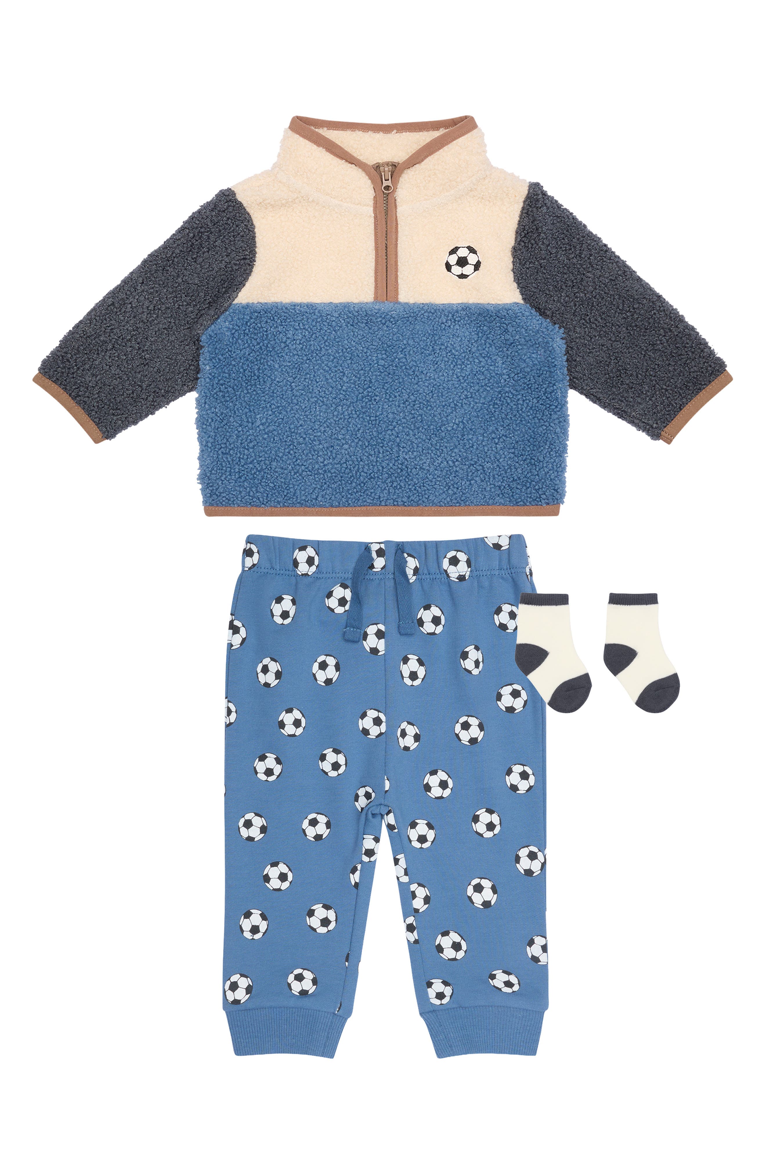 High Pile Fleece Jacket, Joggers & Socks Set