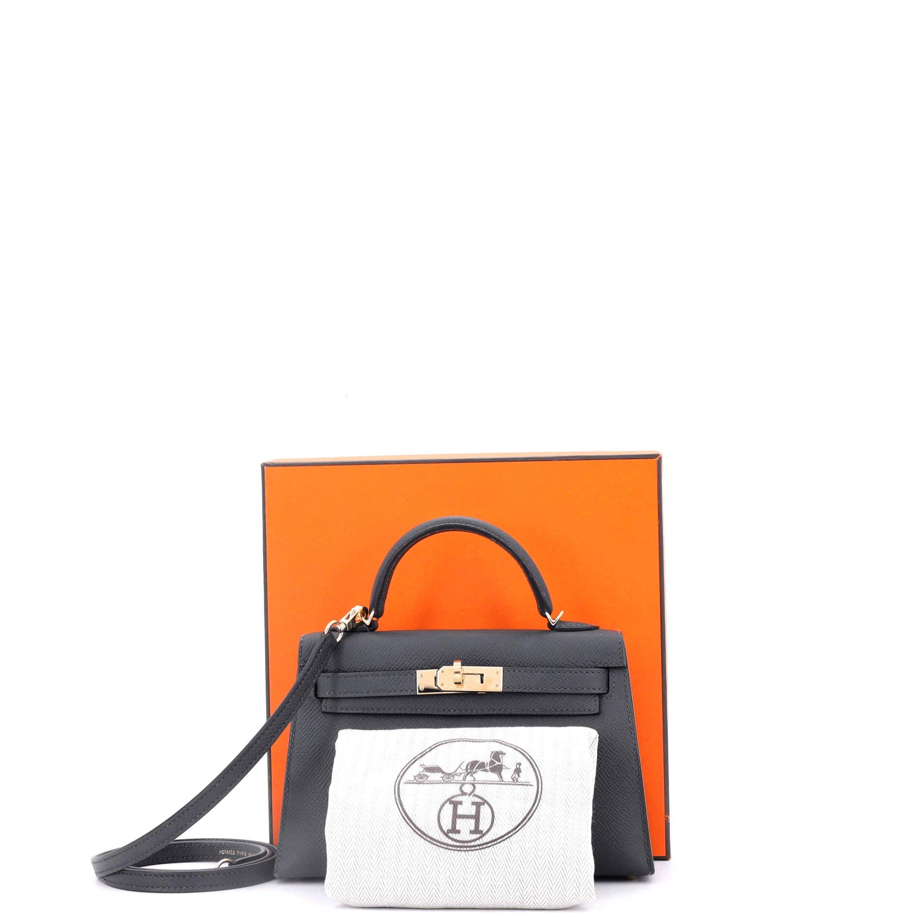 Pre-Owned Hermes Kelly Mini II Bag Grey Epsom with Permabrass Hardware 20, Alternate, color, 