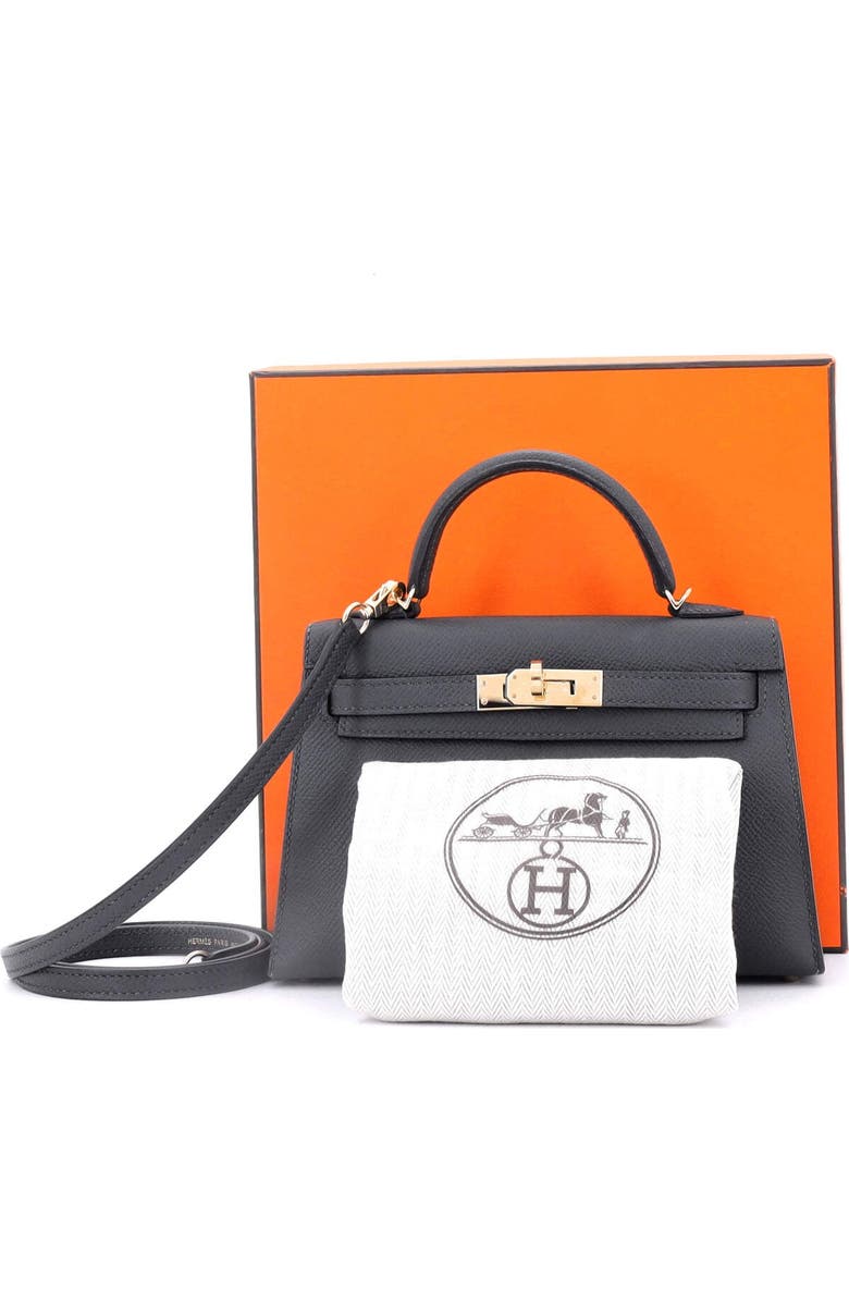 Pre-Owned Hermes Kelly Mini II Bag Grey Epsom with Permabrass Hardware 20, Alternate, color,