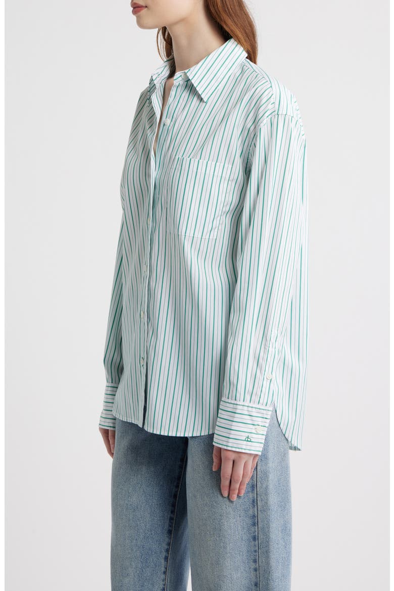Connie Stripe Button-Up Shirt, Alternate, color, GREEN STRIPE
