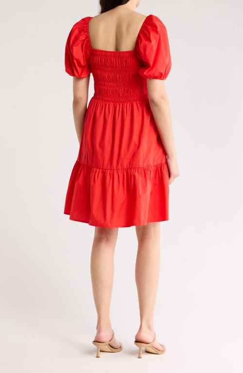 ELIZA J ELIZA J PUFF SLEEVE SMOCKED FIT & FLARE DRESS