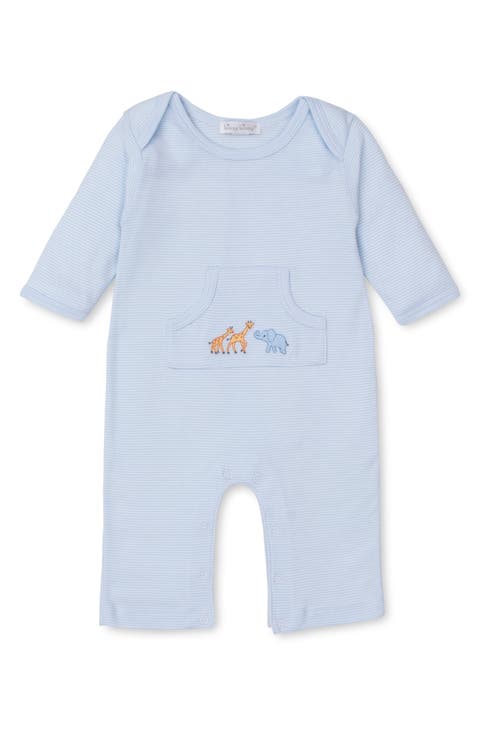 Stripe Embroidered Cotton Romper (Baby)