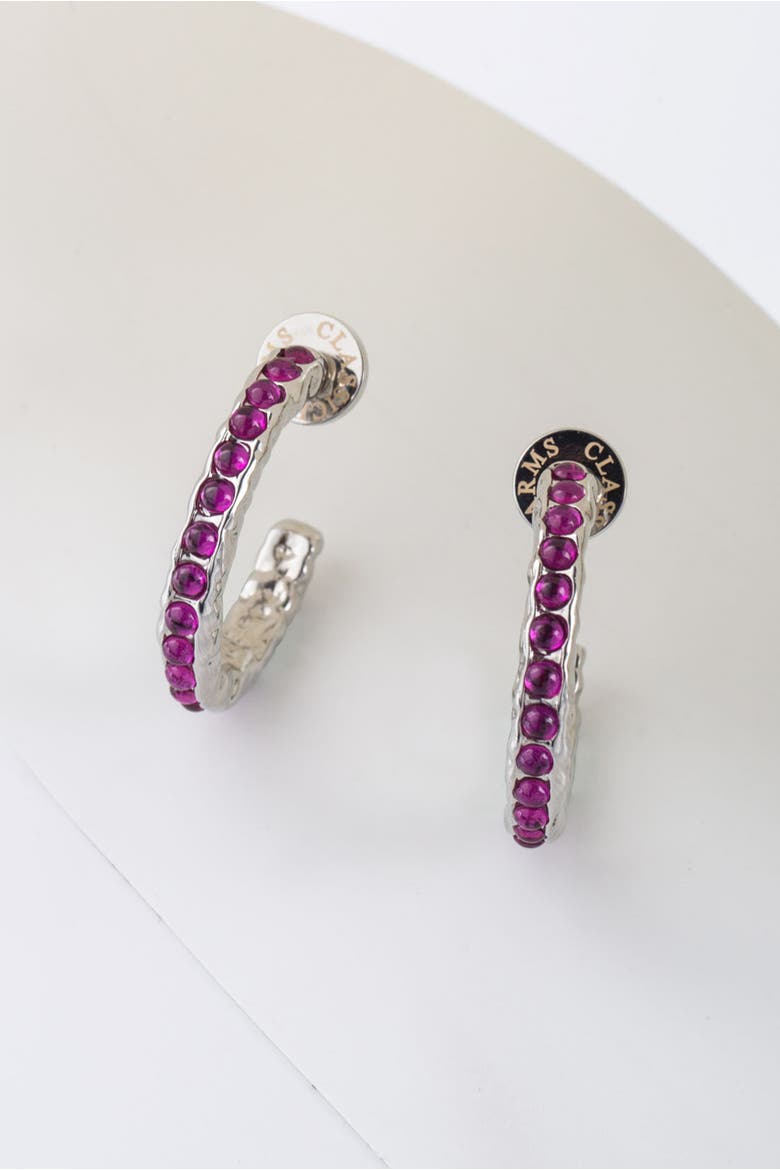 Serena Molten Gemstone Hoop Earrings, Alternate, color, Silver/Pink