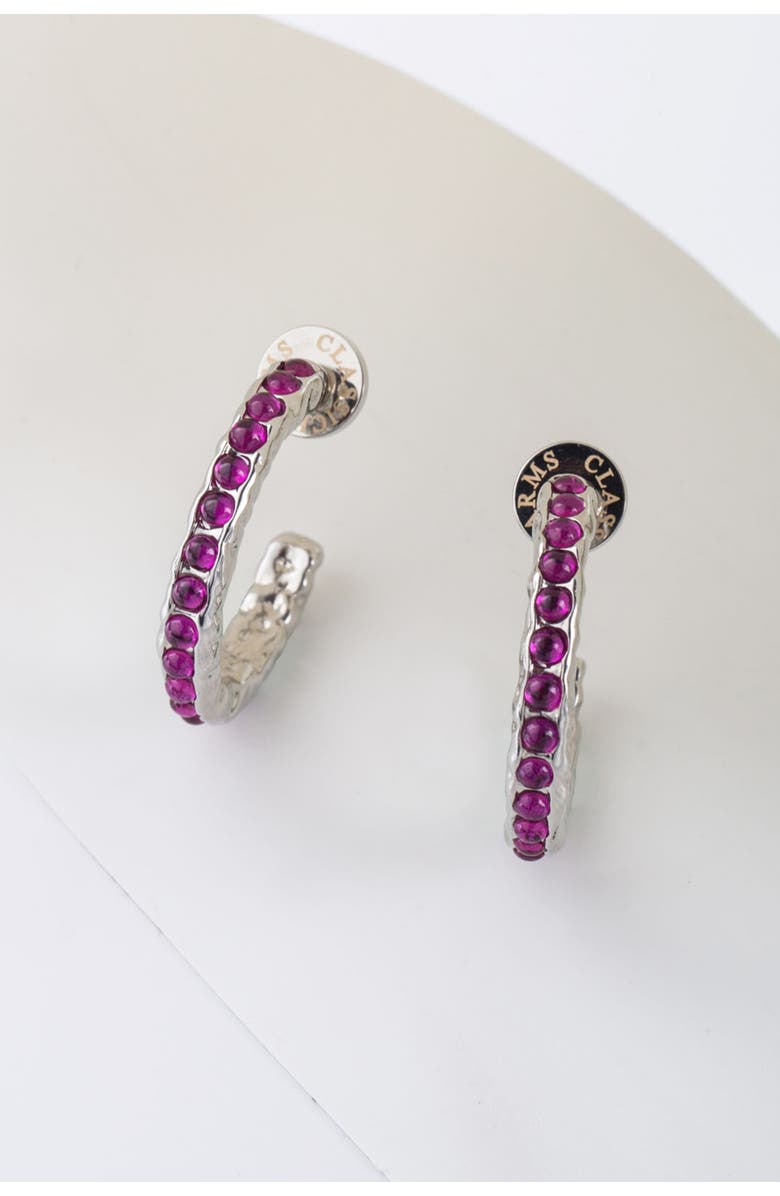 Classicharms Serena Molten Gemstone Hoop Earrings, Alternate, color, Silver/Pink