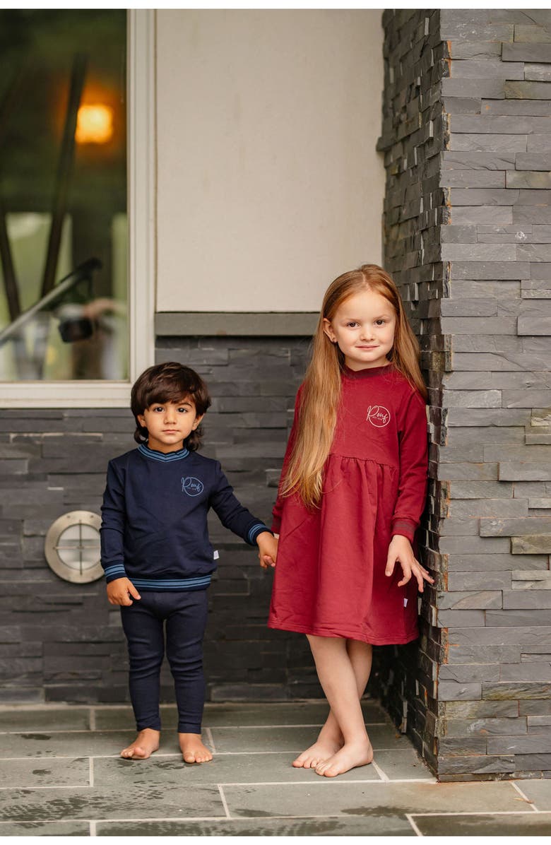 Pouf Varsity Dress, Alternate, color, Burgundy