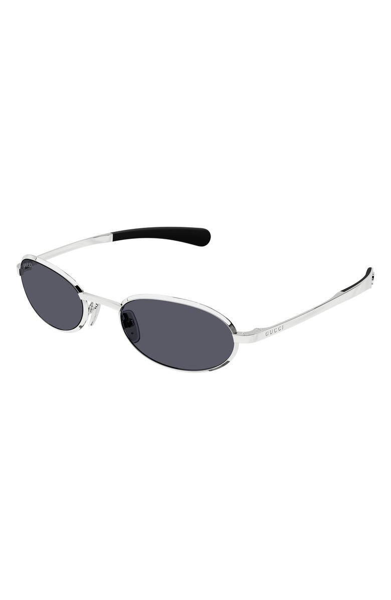 Gucci 53mm Oval Sunglasses, Alternate, color, Silver