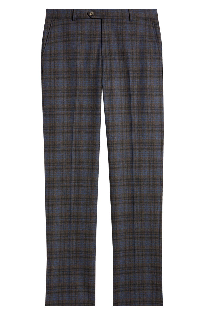 Berle Multicolor Plaid Wool Blend Dress Pants, Alternate, color, Brown