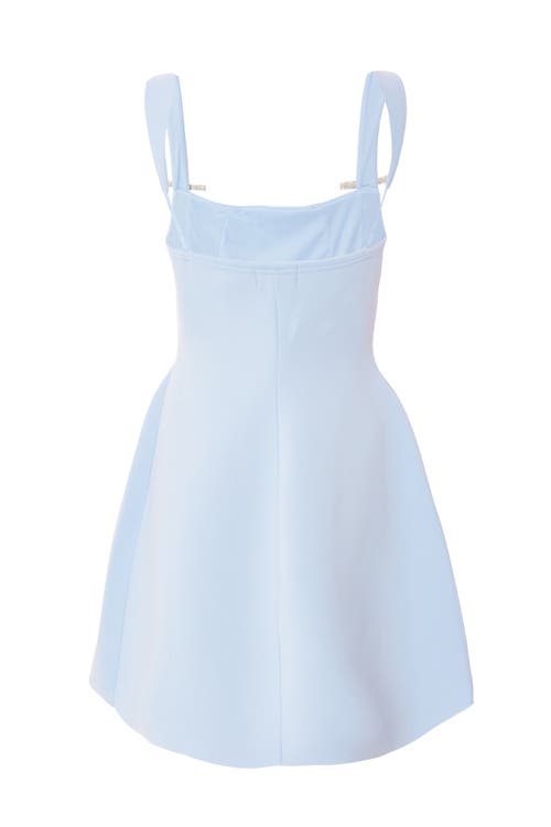 Quiz Scuba Foam Mini Dress With Diamante Bow Detail In Pale Blue