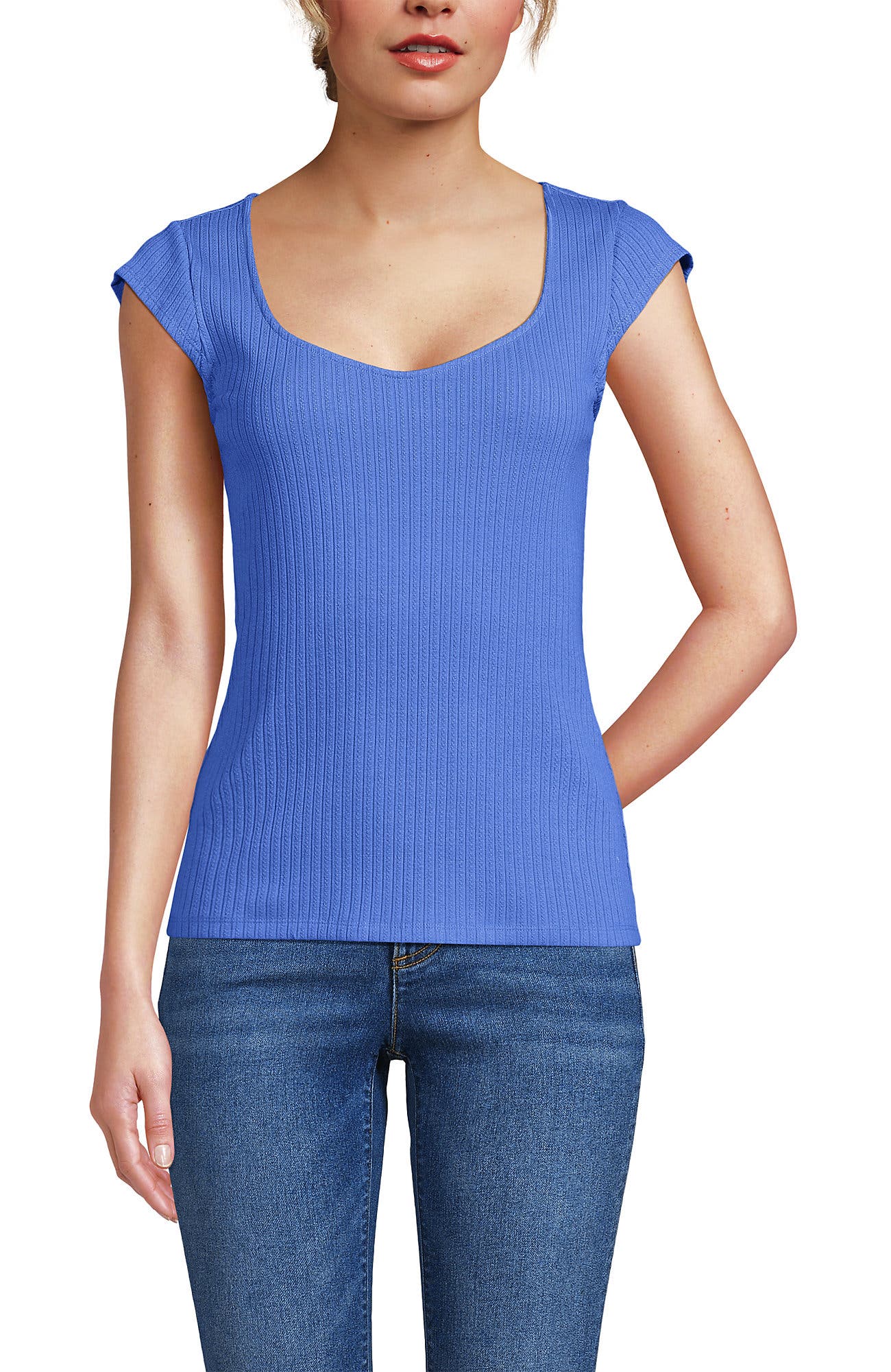 Pointelle Cap Sleeve Top - image 5