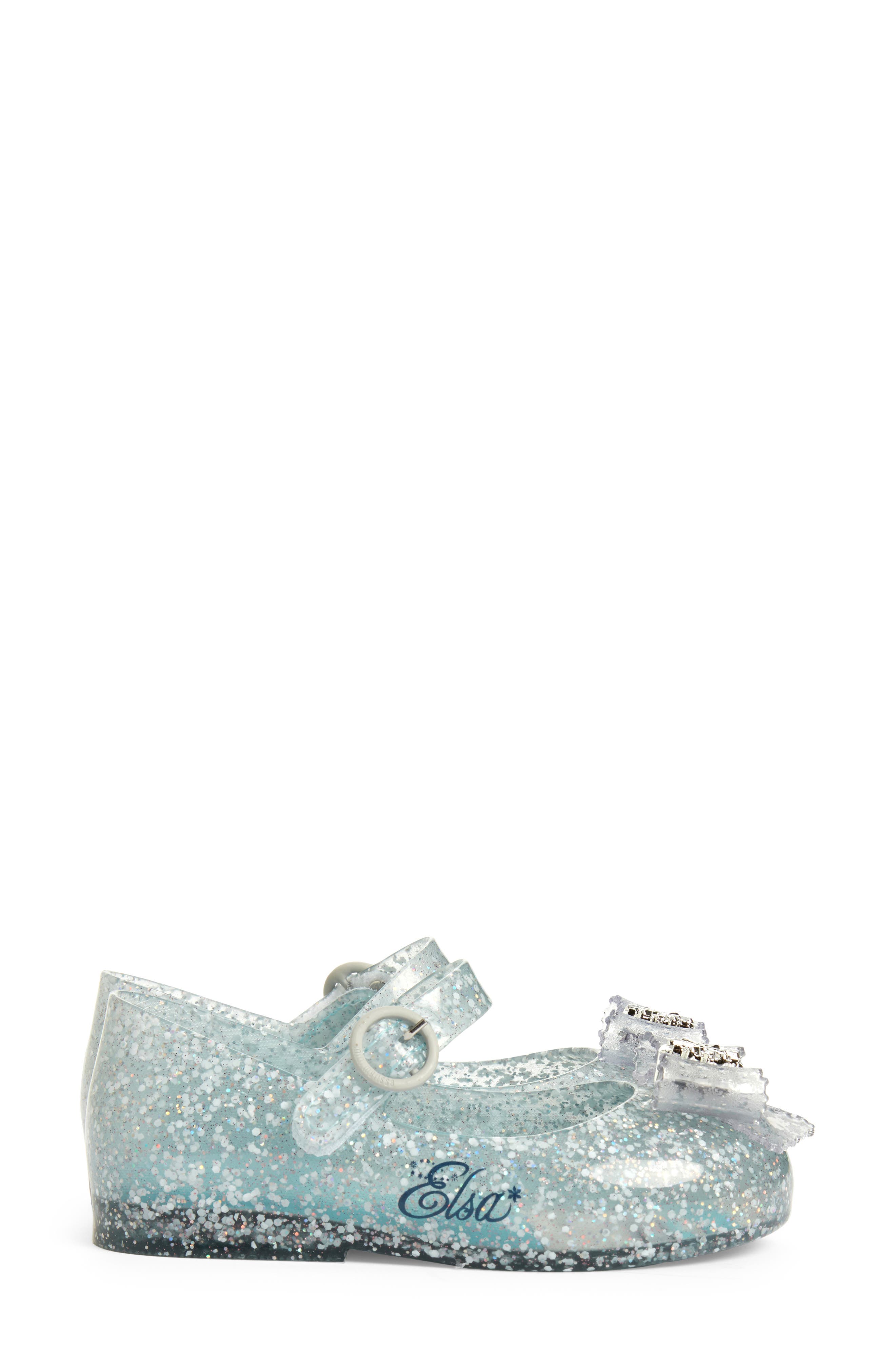 Mini Melissa Mini Sweet Love Disney Princess Mary Jane Flat, Alternate, color, Glitter Blue/ Blue