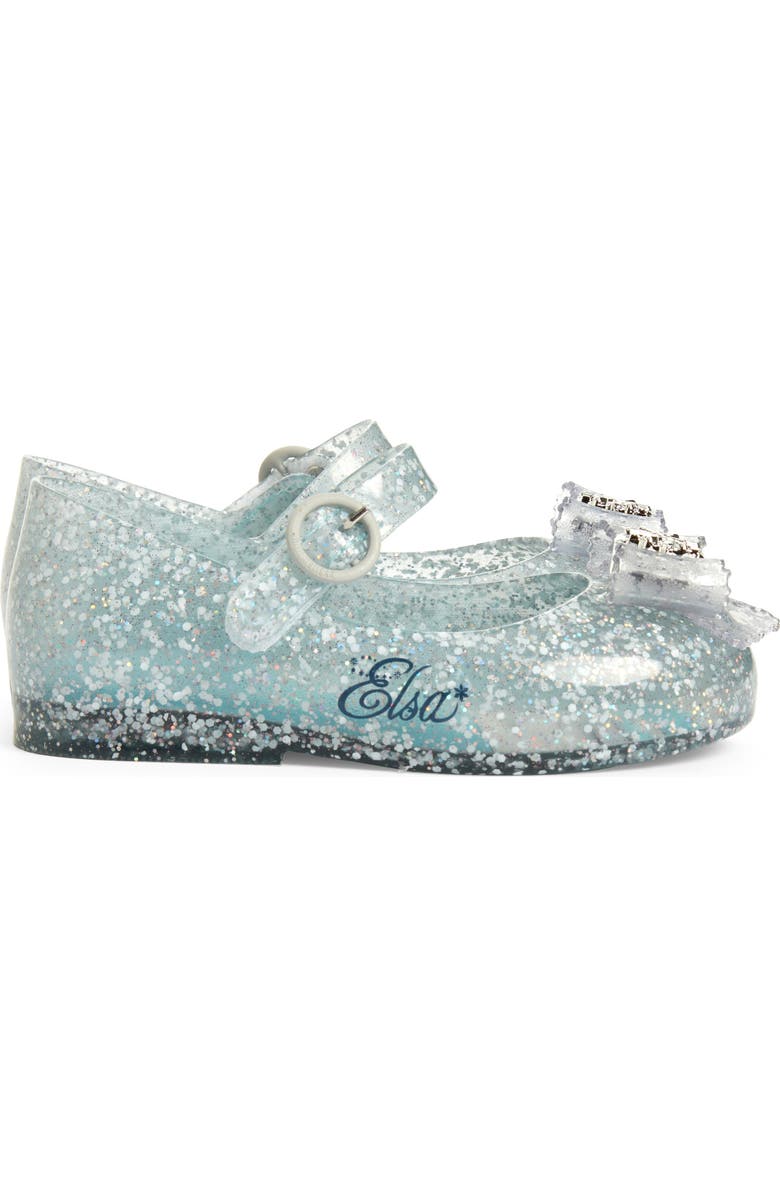 Mini Melissa Mini Sweet Love Disney Princess Mary Jane Flat, Alternate, color, Glitter Blue/ Blue