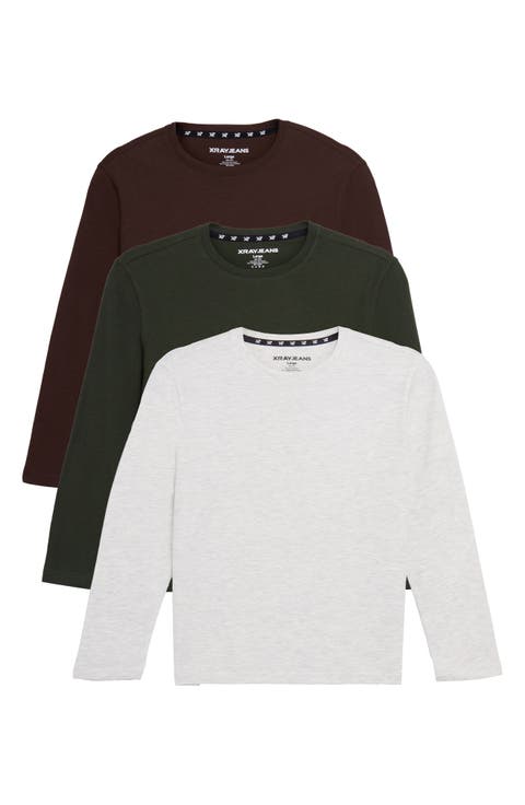Kids' 3-Pack Long Sleeve Cotton T-Shirts (Big Kid)
