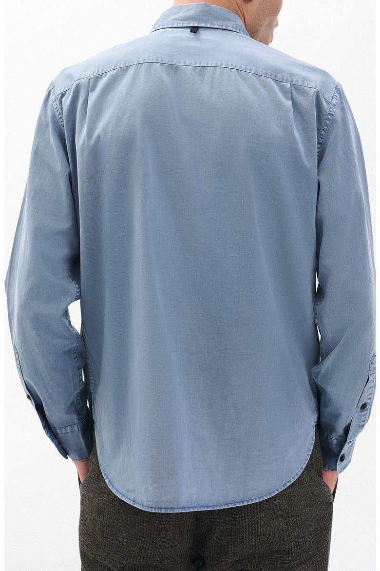 Finch Cotton & Lyocell Military Button-Up Shirt, Alternate, color, WASHED LIGHT BLUE