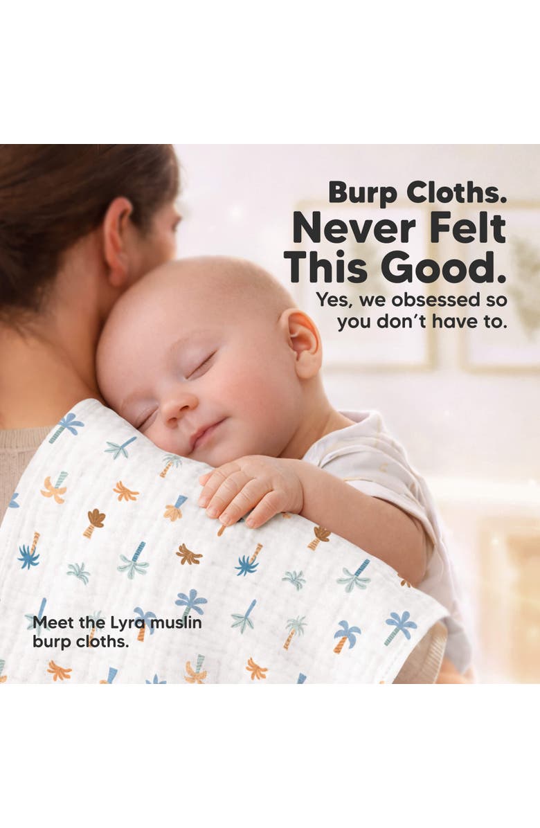 KeaBabies 5-Pack Lyra Muslin Burp Cloths, Alternate, color, Dino Park