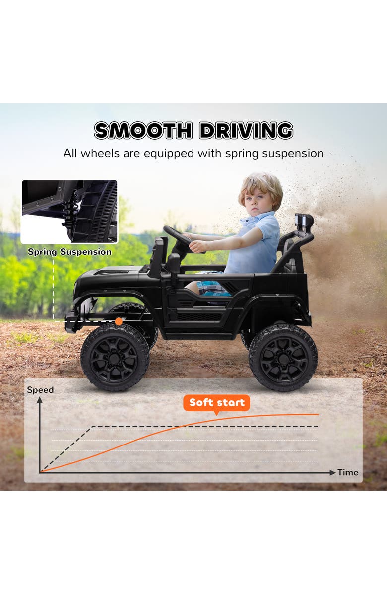 Qaba 12V Kids Ride On Truck w/ Remote, Spring Suspension, 3 Speeds, Alternate, color, Black