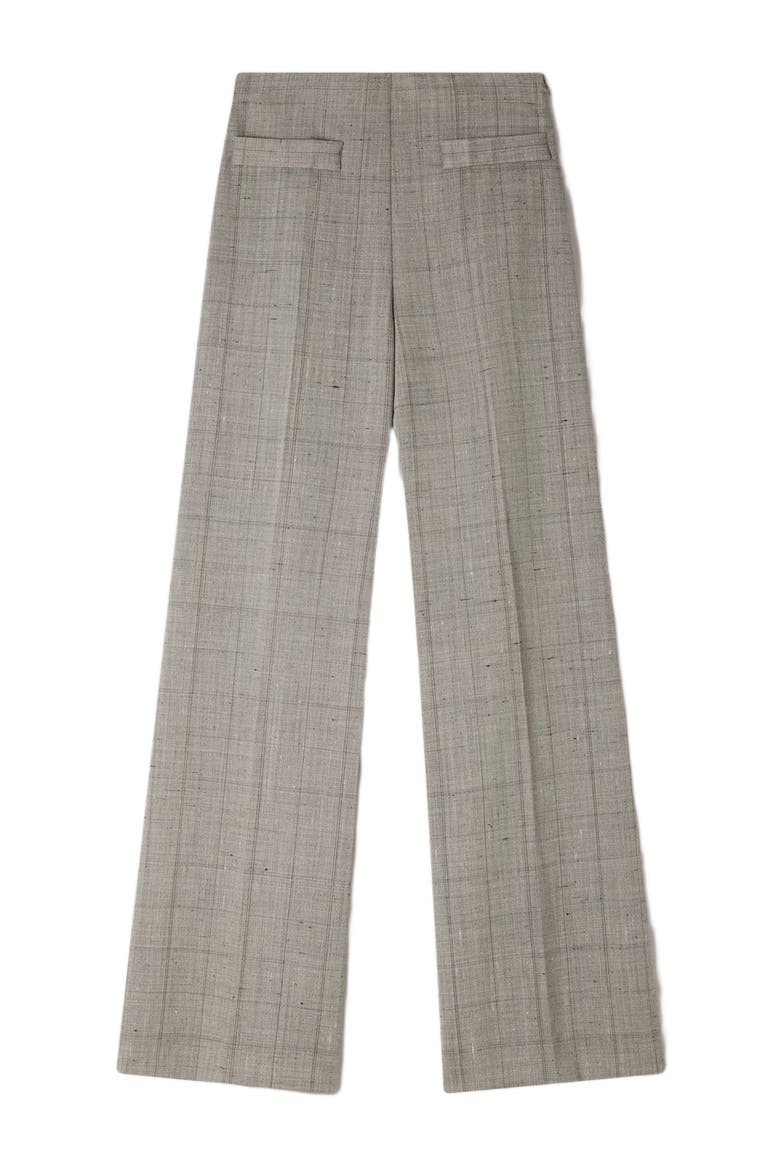 Wide-leg check wool trousers, Alternate, color, Greige
