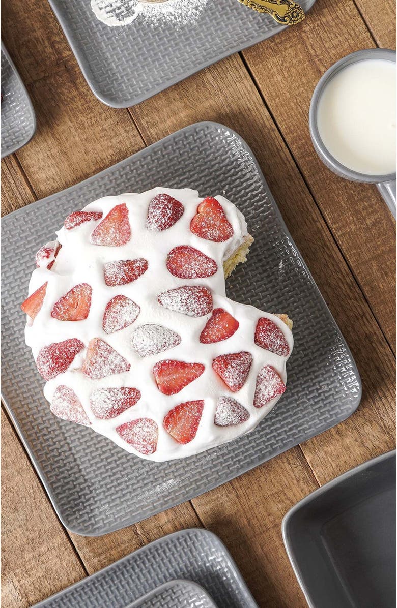 Stone Lain Olivia Stoneware 4-Piece Dinner Plate Set, Alternate, color, Gray