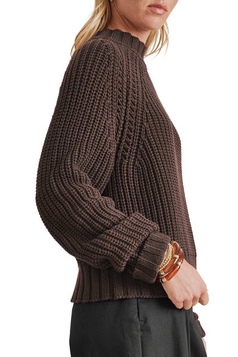 Cassidy Shaker Knit Crewneck Sweater, Alternate, color, JAVA BROWN