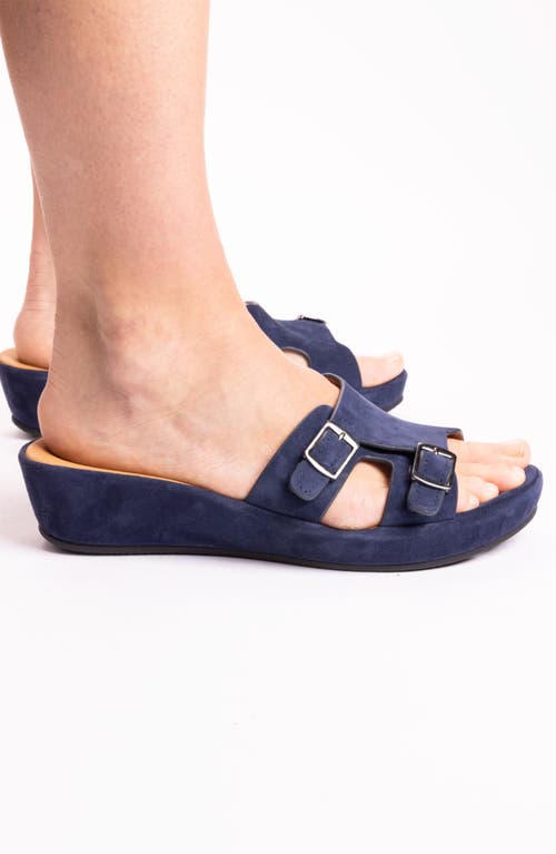 L'amour Des Pieds Careena Wedge Slide Sandal In Navy
