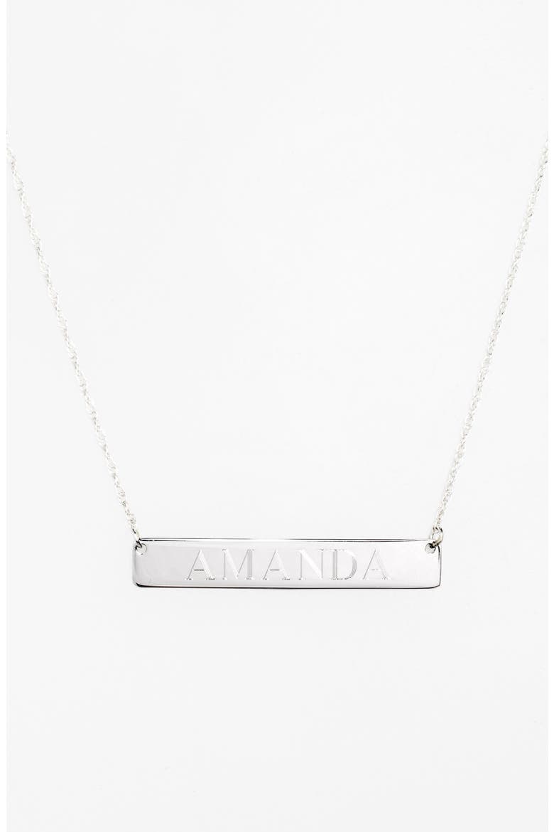 Personalized Bar Pendant Necklace, Alternate, color, SILVER
