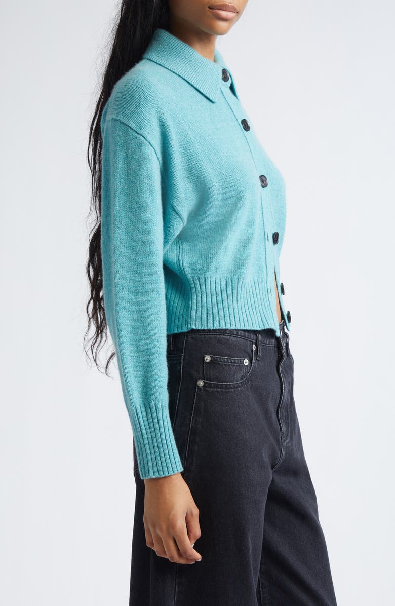 Proenza Schouler Rocia Cashmere Crop Cardigan, Alternate, color, Teal