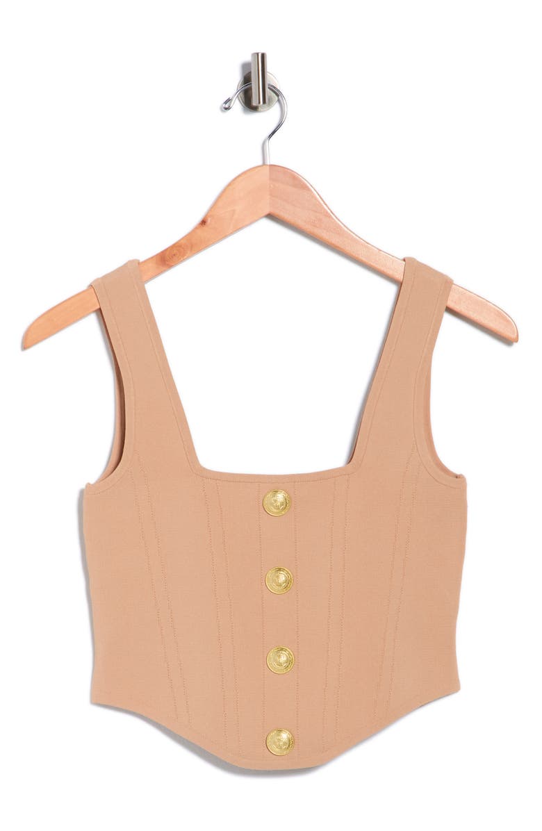 L'AGENCE Saga Square Neck Tank, Main, color, Almond/Gold