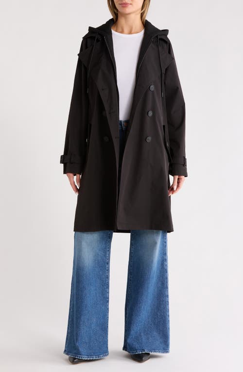 Rebecca Minkoff Water Repellent Trench Coat With Removable Bib Hoodie In Brown