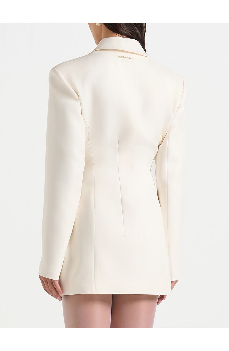 Manière De Voir Amelie Cinch Button Up Blazer Dress, Alternate, color, Off White
